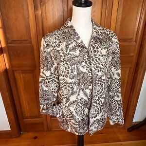 Croft & Barrow Cotton Linen Blend Tropical Boho Floral Print Jacker Women’s Sz L